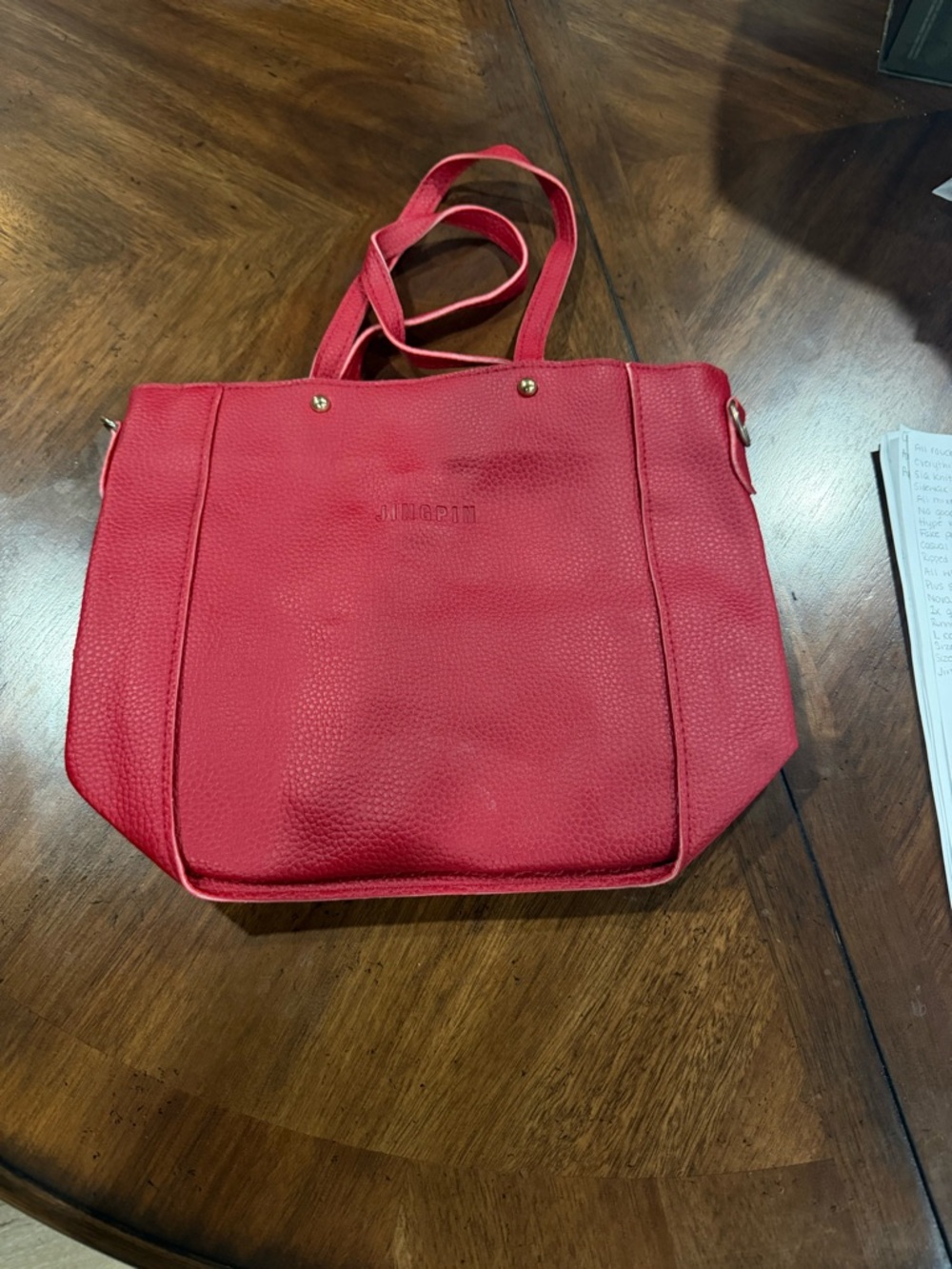 Red Women's Tote Bag - Structured Pebbled Carryall